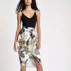 River Island Womens White Print Tie Front Pencil Skirt