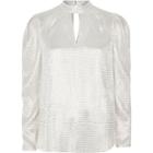 River Island Womens White Textured Satin Puff Sleeve Top