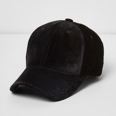 River Island Mensblack Velour Cap