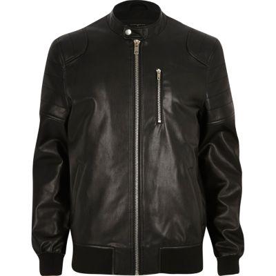 River Island Mens Leather-look Racer Jacket