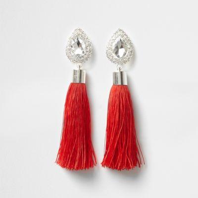 River Island Womens Teardrop Tassel Drop Earrings