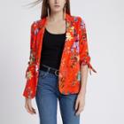 River Island Womens Floral Ruched Sleeve Blazer