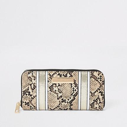 River Island Womens Snake Print Zip Around Purse