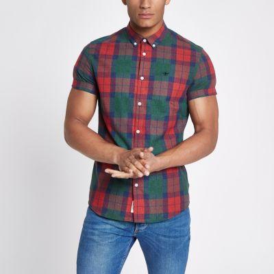 River Island Mens Check Wasp Embroidered Shirt