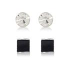 River Island Mensblack And Rhinestone 2 Pack Bling Earrings