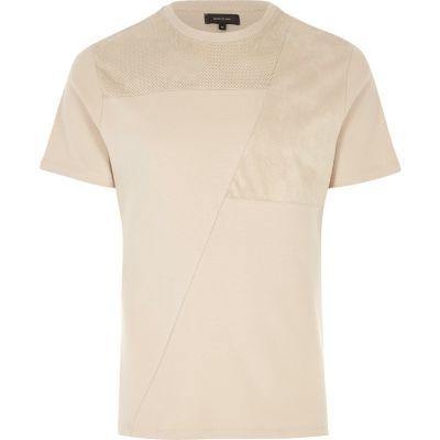 River Island Mens Block Mesh Trim T-shirt