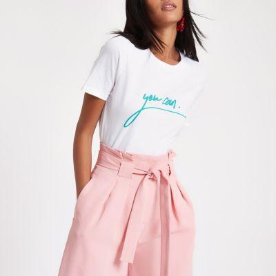 River Island Womens White 'you Can' Print T-shirt