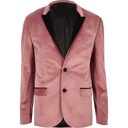 River Island Mens Velvet Skinny Fit Long Sleeve Blazer