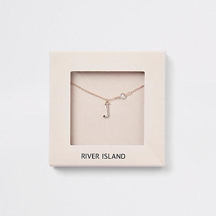 River Island Womens Rose Gold Tone 'j' Initial Necklace