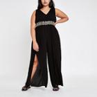 River Island Womens Plus Rhinestone Trim Beach Jumpsuit