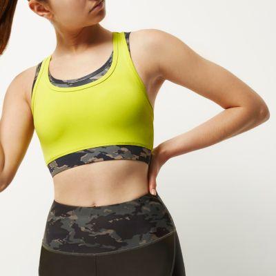 River Island Womens Ri Active Camo Layered Sports Bra