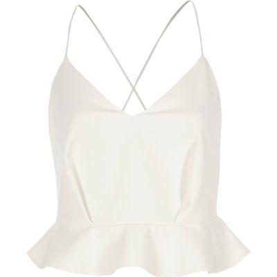 River Island Womens White Strappy Peplum Crop Top