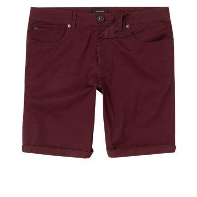 River Island Mens Bugundy Skinny Fit Shorts