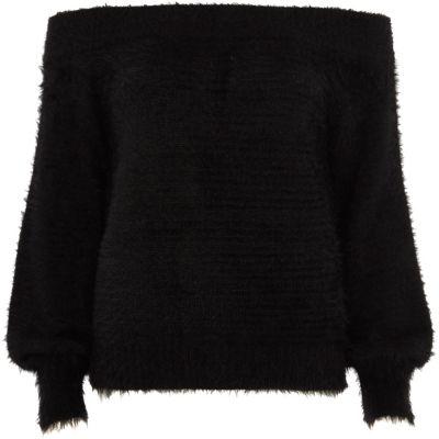 River Island Womens Bardot Fluffy Knit Sweater
