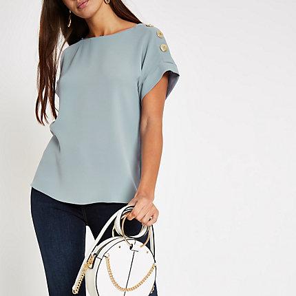 River Island Womens Button Detail Loose Fit T-shirt