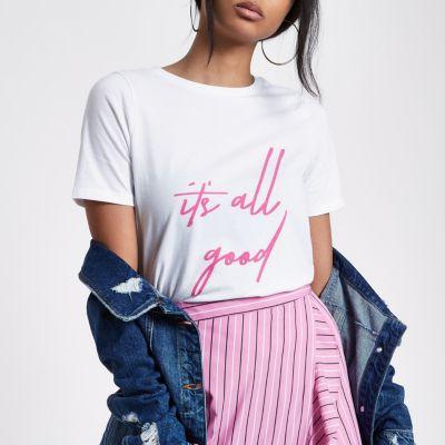 River Island Womens White 'it's All Good' Print T-shirt