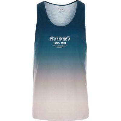 River Island Mens And Pink Fade 'studio' Print Vest