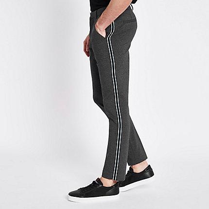 River Island Mens Skinny Fit Smart Tape Pants