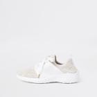 River Island Womens White Knit Lace-up Runner Trainers