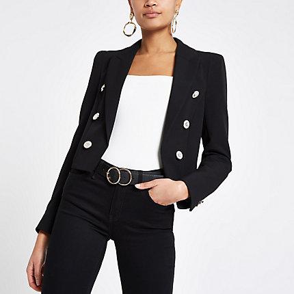 River Island Womens Button Front Cropped Blazer