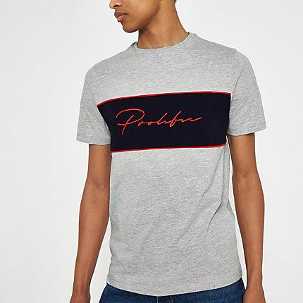River Island Mens Marl 'prolific' Embroidered T-shirt