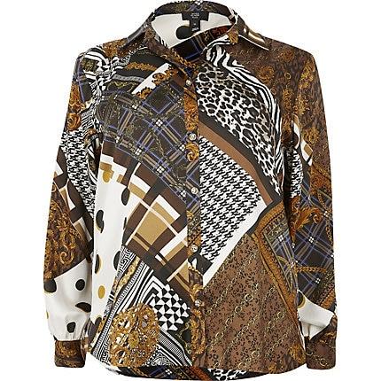 River Island Womens Plus Chain Print Long Sleeve Shirt