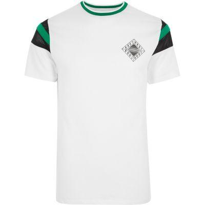 River Island Mens White 'abstract' Chest Print Tipped T-shirt