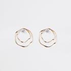 River Island Womens Gold Tone Wavy Circle Stud Earrings