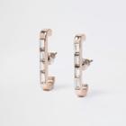 River Island Womens Rose Gold Tone Rhinestone Cuff Earrings