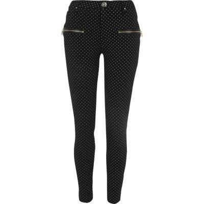 River Island Womens Polka Dot Zip Front Skinny Trousers
