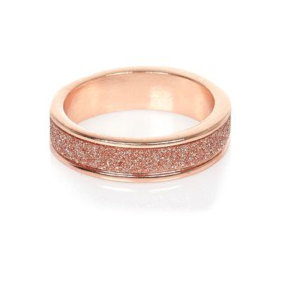 River Island Womens Rose Gold Tone Glitter Ring