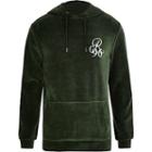River Island Mens 'r96' Embroidered Velour Hoodie