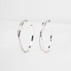 River Island Womens Silver Tone Rhinestone Pave Twist Hoop Earrings