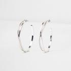 River Island Womens Silver Tone Rhinestone Pave Twist Hoop Earrings