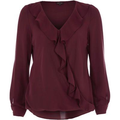 River Island Womens Frill Long Sleeve Blouse