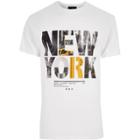 River Island Mens White 'new York' Print T-shirt