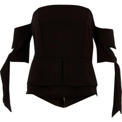 River Island Womens Strapless Short Tie Sleeve Crop Top