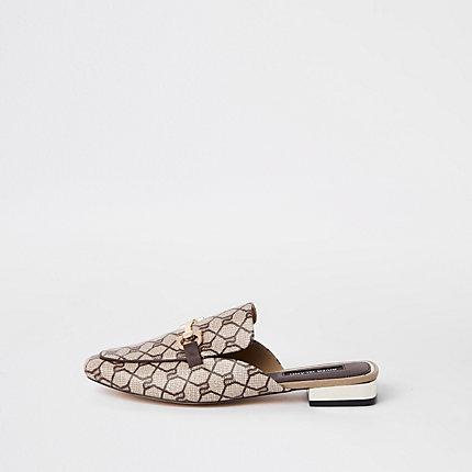 River Island Womens Ri Monogram Backless Loafer