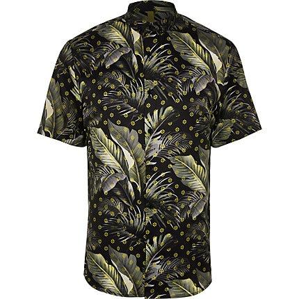 River Island Mens Slim Fit Palm Tree Print Shirt