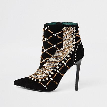 River Island Womens Ri 30 Embellished Skinny Heel Boots