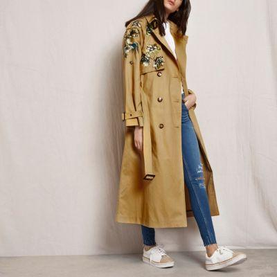 River Island Womens Ri Studio Embroidered Trench Coat