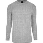 River Island Mens Cable Knit Muscle Fit Sweater