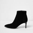 River Island Womens Wide Fit Suede Kitten Heel Boots