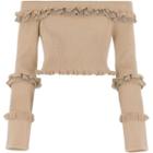 River Island Womens Frill Knit Bardot Cropped Top