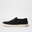 River Island Mens Leather Woven Plimsolls