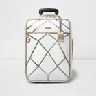 River Island Womens White And Rose Gold Panel Cabin Suitcase