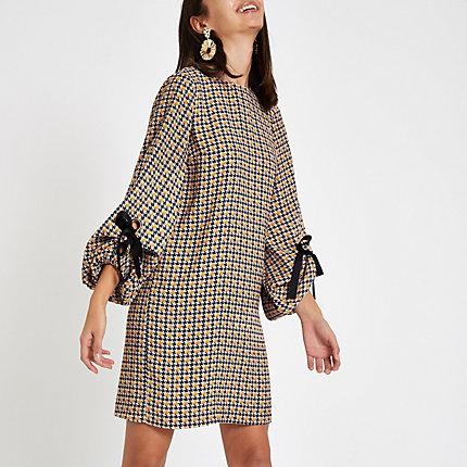 River Island Womens Check Long Sleeve Swing Dress