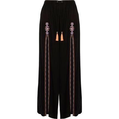 River Island Womens Split Embroidered Palazzo Trousers