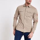 River Island Mens Floral Sleeve Muscle Fit Military Shirt
