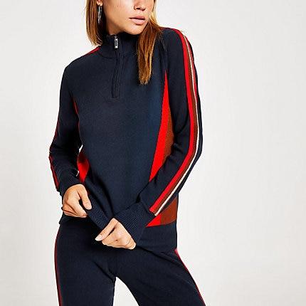 River Island Womens Diamante Tape Long Sleeve Knitted Top